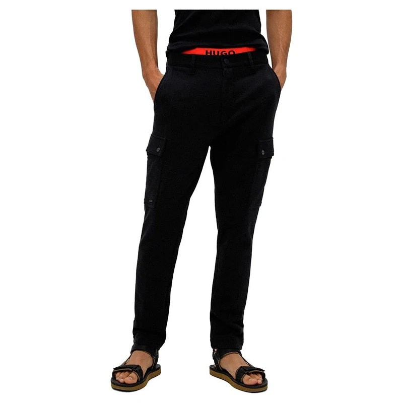 HUGO Mens Glian223 Slim-fit Cargo Trousers in Cotton Jersey Black