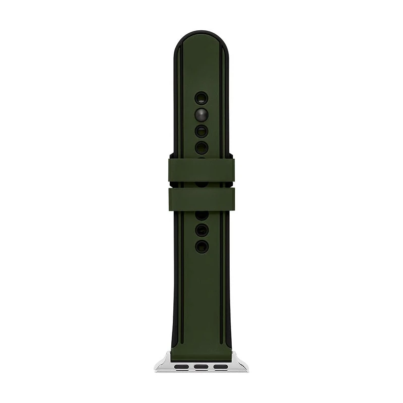 Armani Exchange Band Compatible with Apple Watch, 42/44/45 mm - 22 mm Green Silicone, AXT8004