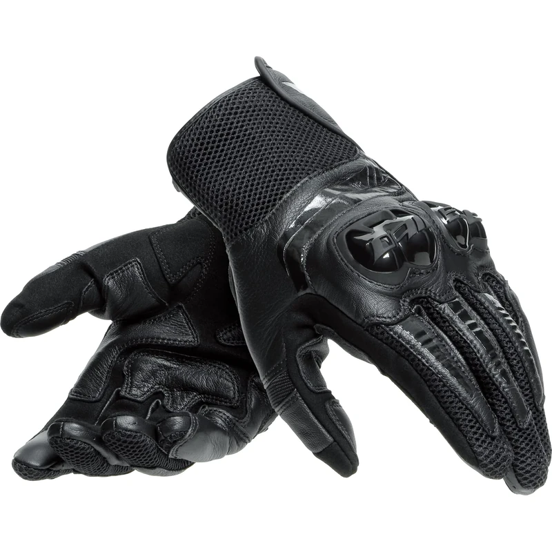 Dainese - Mig 3 Unisex Leather Gloves, Motorbike Gloves with Touchscreen Sensor, Mens Leather Gloves, Motorcycle Gloves with Reinforced Palm, TPU Protectors on Knuckles, Black