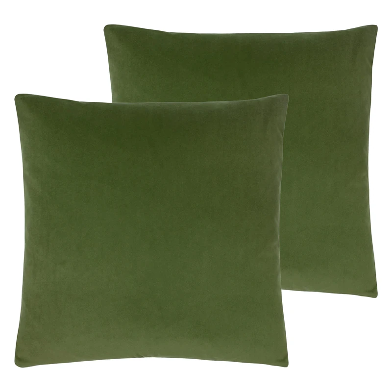 Evans Lichfield Sunningdale Feather Filled Cushions (Twin Pack), Olive, 50 x 50 cm