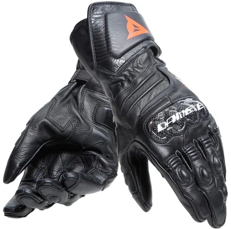 DAINESE - Carbon 4 Long Lady Gloves, Long Sport Motorcycle Gloves, in Sheep Leather with Carbon Knuckle Protectors, Woman, Black/Black/White, L