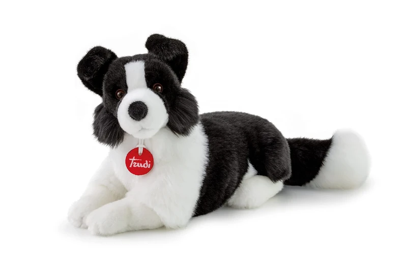 Trudi TUDN8000 Dog Border Collie Plush Toy, White, Black, M