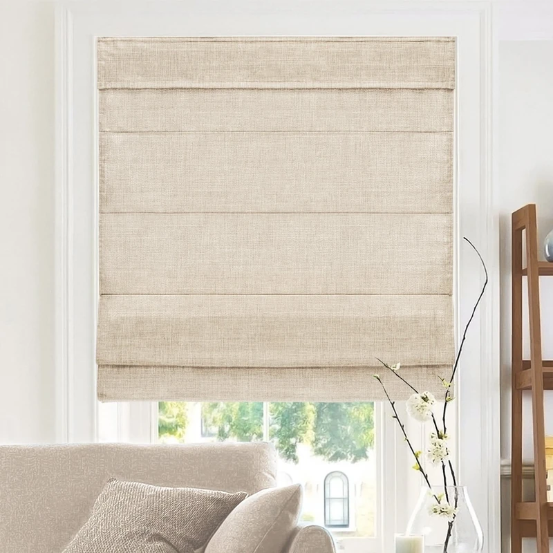 CHICOLOGY Roman Shades for Windows, Window Treatments, Roman Shades, Roman Window Shades, Room Darkening Shades, Window Shades, 29" W X 72" H, Belgian Flax (Privacy & Light Filtering)