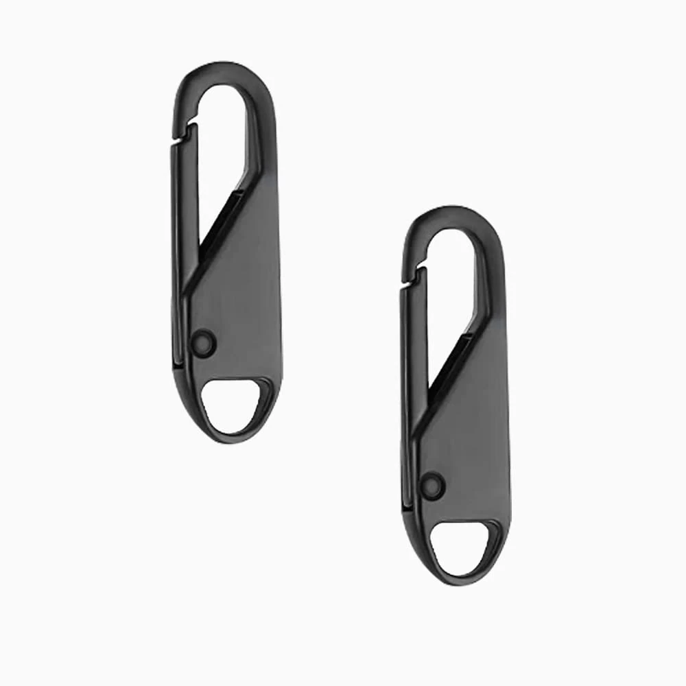 2 Pcs Zipper Pulls - Universal Zipper Tab Pullers & Repair Kit for Luggage, Handbags, Jacket & DIY Crafts (Black, 37x10x3.7mm)