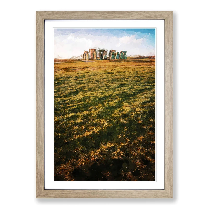 Big Box Art Stonehenge Wiltshire England in Abstract Framed Wall Art Picture Print Ready to Hang, Oak A2 (62 x 45 cm) - Image 1