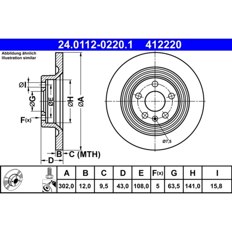 ATE 24.0112-0220.1 Brake Disc