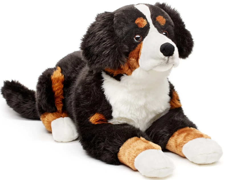 Uni-Toys - Bernese Mountain Dog, Lying Down - 70 cm (Length) - Plush Dog, Pet - Plush Toy, Cuddly Toy