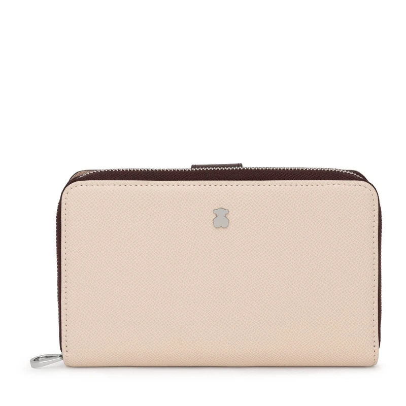 TOUS New Dubai Medium Wallet in Brown and Beige, Beige, One Size