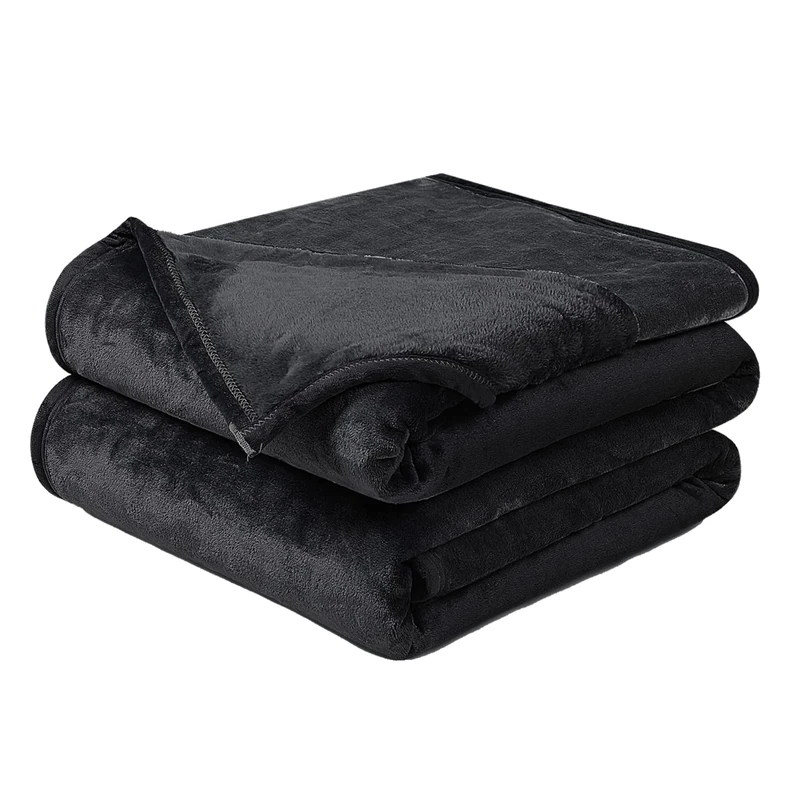 EASELAND Soft Blanket King Size Warm Fuzzy Microplush Lightweight Thermal Fleece Blankets for Couch Bed Sofa,90x108 Inches,Black