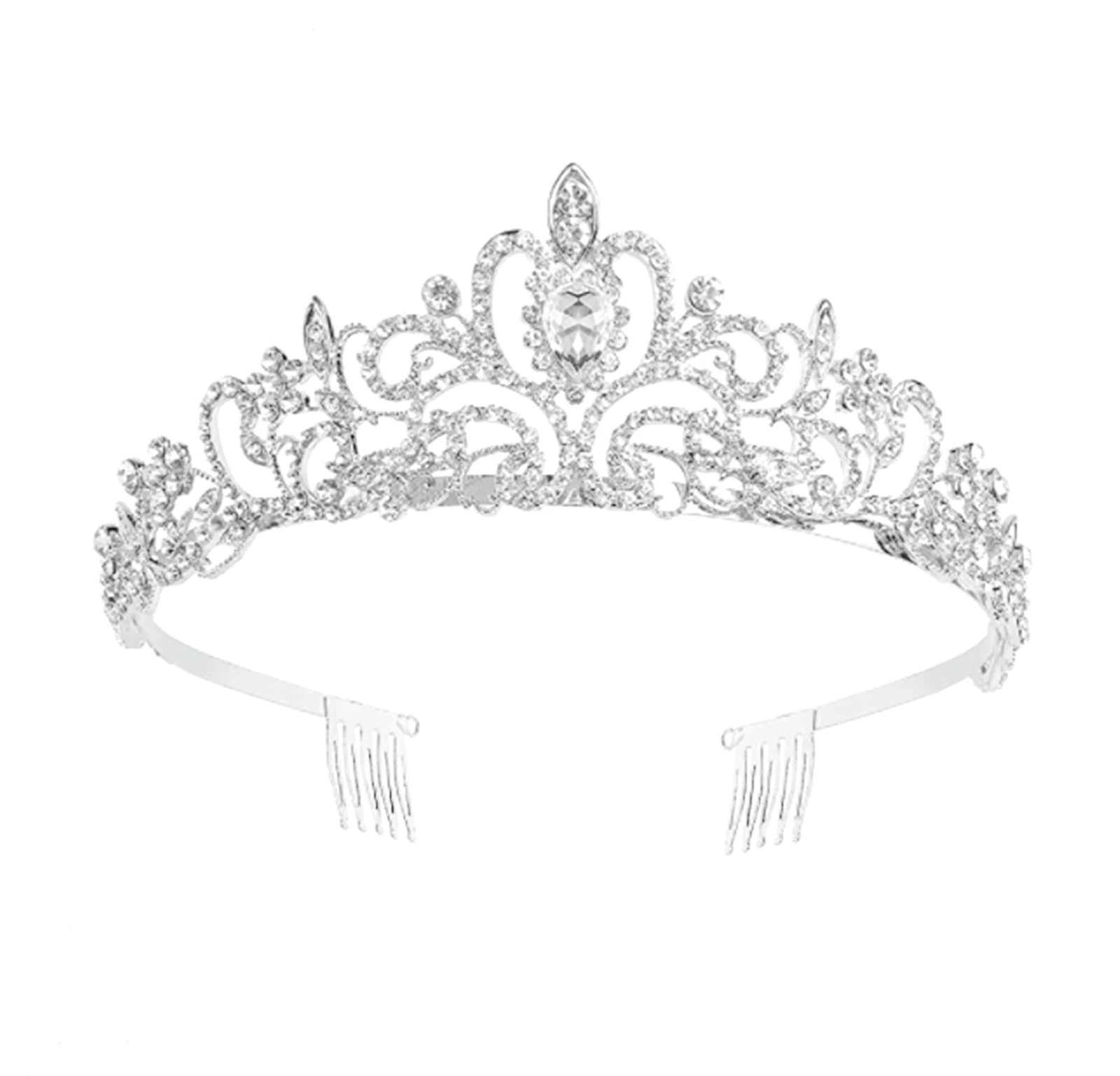Sanvpwsan Silver Tiara with Crystal Crown Rhinestones, Perfect for Girl's Birthday, Carnival, Party & Holiday Celebrations
