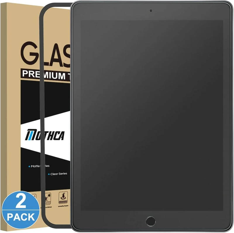 Mothca 2 Pack Matte Glass Screen Protector for iPad 10.2 Inch (9/8/7) 2021/2020/2019, Anti-Glare Anti-Fingerprint Tempered Glass, Paper-Like Feel