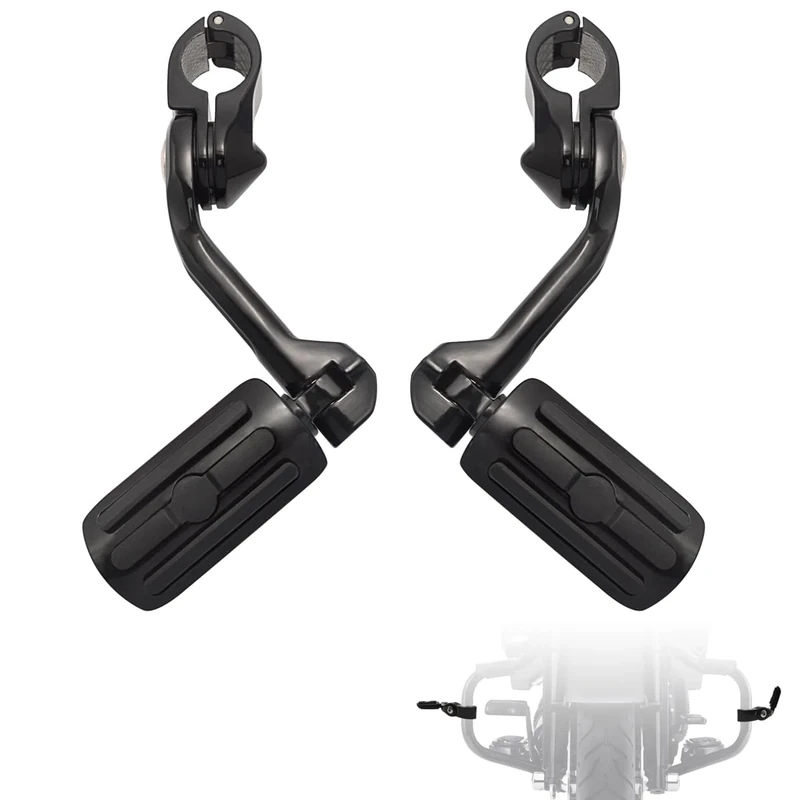 FOVPLUE 1.25" Long Angled Highway pegs,Foot Rest for Road Glide Street Glide Electra Glide Road King with 1.25 Engine Guard Black