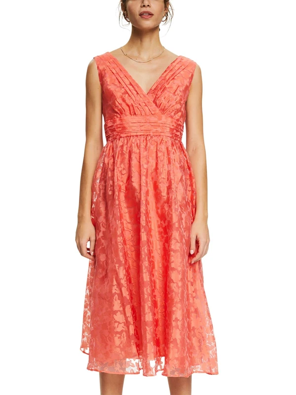 ESPRIT Collection Women's 042EO1E338 Dress, 870/CORAL Orange, 36