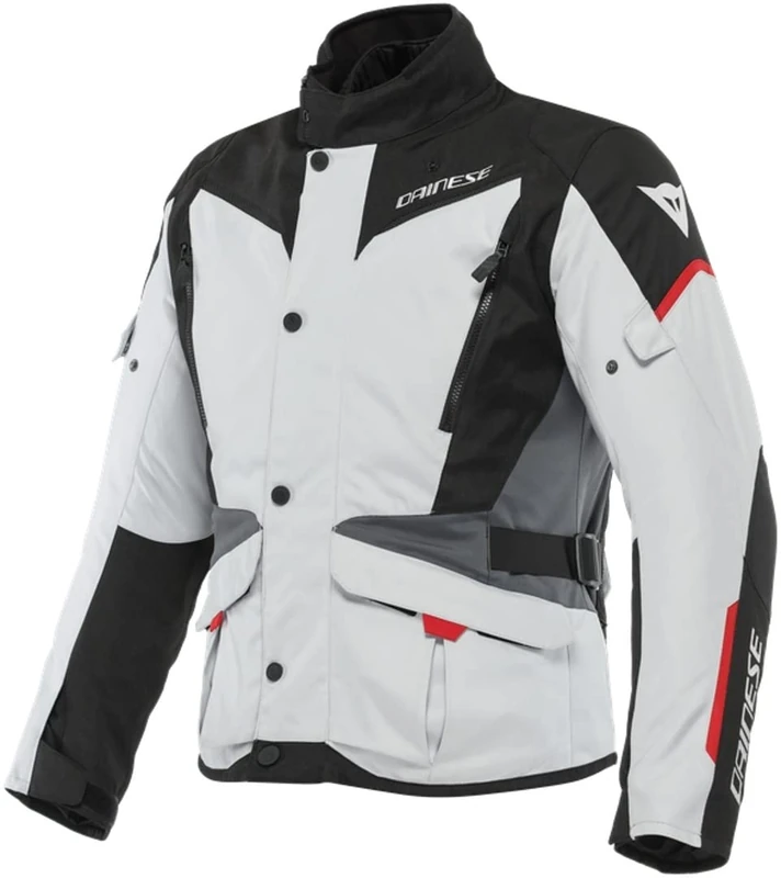 Dainese - Tempest 3 D-Dry, Men's Motorcycle Touring Jacket, Waterproof Jacket, Removable Thermal Lining, Protections On Shoulders And Elbows, Ice Gray/Black/Lava Red, 52