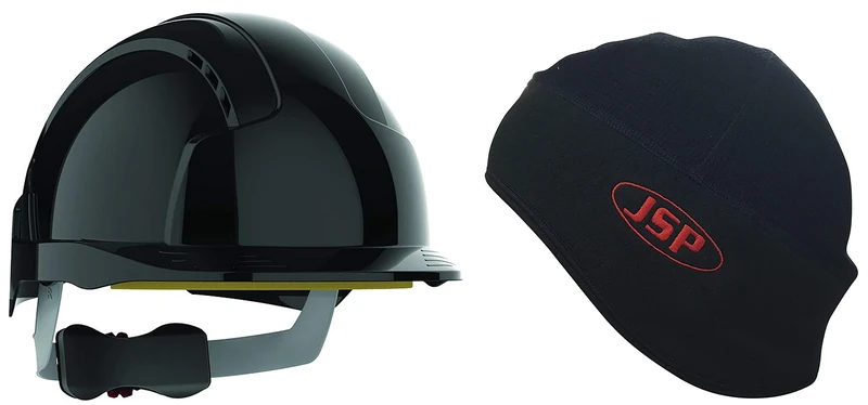 EVOLite Mid Peak Wheel Ratchet, Vented, Black (JSP AJB170-001-100) & Black Helmet Liner - Medium/Large - (AHV002-301-100)