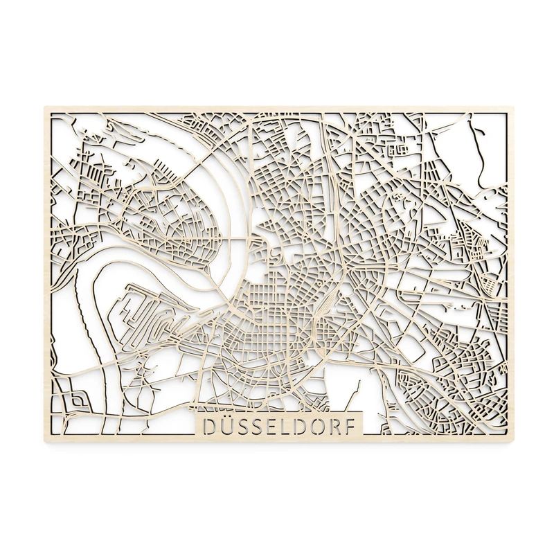 Papurino Düsseldorf Wooden City Map - Image 1
