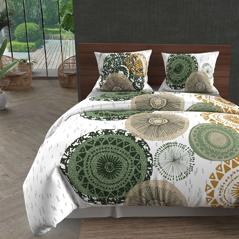 Soleil d'ocre Comforter Cover + 2 Pillow Cases White 220 x 240 cm