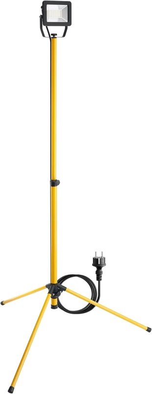 Goobay 57844 LED Construction Spotlight on Telescopic Tripod 30 W / 2550 lm/Neutral White Light - 4000 K/for Indoor and Outdoor Use - IP65 / Black/Yellow