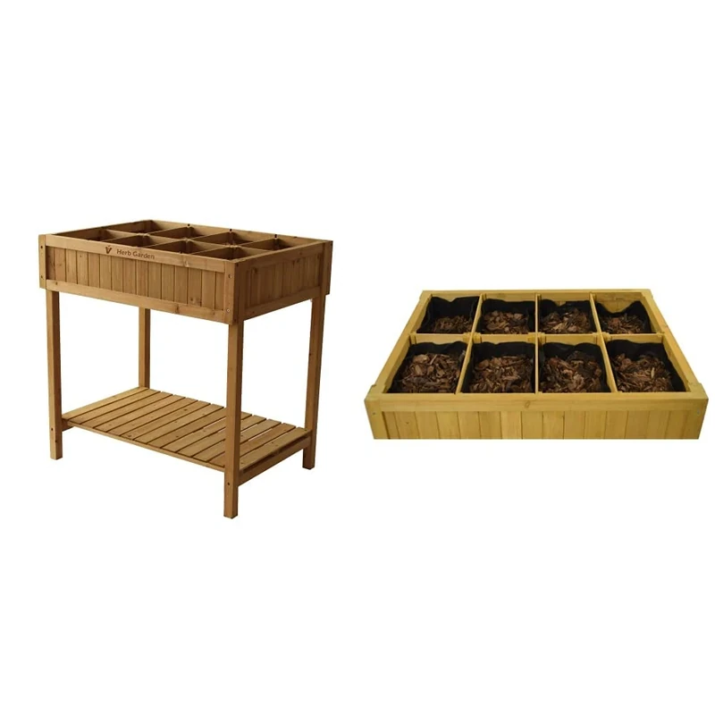 VegTrug RHP6002N Herb Garden, 80cm x 78cm x 58cm RLHP 2244 Replacement Liner for Herb Planter - Black