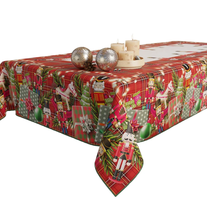 PETTI Artigiani Italiani Stain-Resistant Tablecloth Christmas – 140x450 cm Rectangular Festive Table Cover for Kitchen or Dining Table, Toy Soldiers Design – 24 Seats, 100% Made in Italy