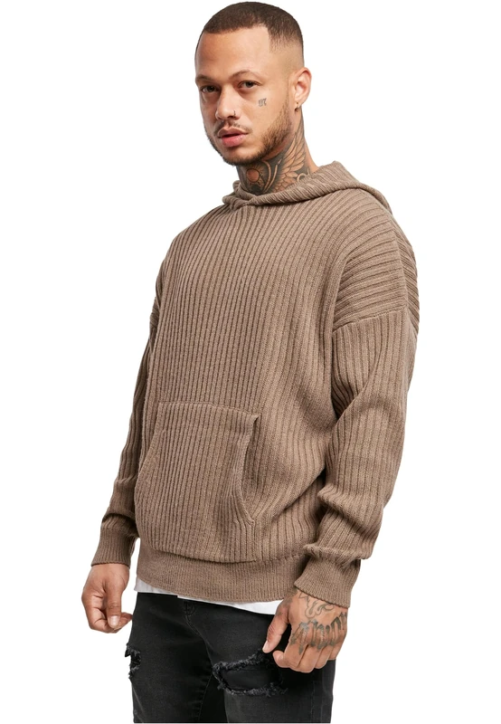 Urban Classics Men's Knitted Hoody Hooded Sweatshirt, darkkhaki, 5XL