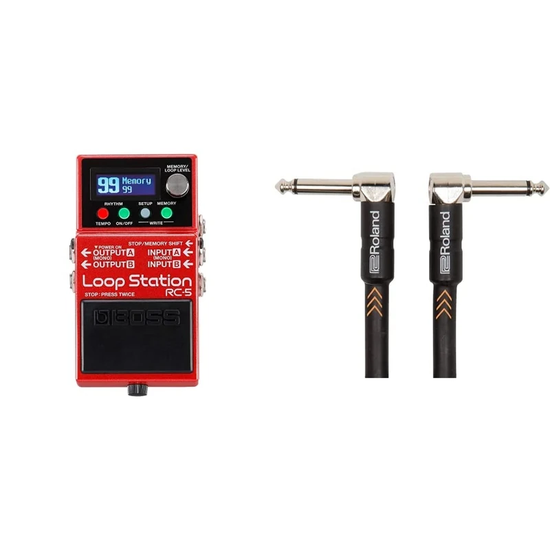 BOSS Rc-5 Loop Station – Advanced Compact Looper, 99 Phrase Memories, 57 Rhythms, And Midi Control Support & Roland Black Series Instrument Cables, Ric-B3Aa, Black, Length: 3 Ft./1 M