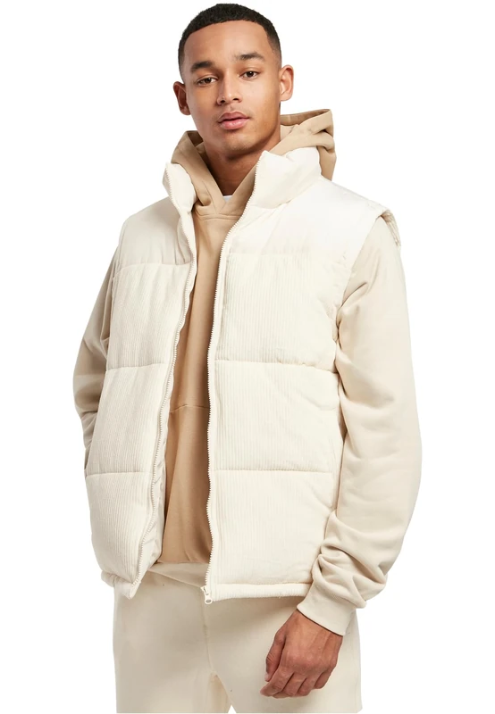 Urban Classics Men's Cord Vest, whitesand, M - Image 1