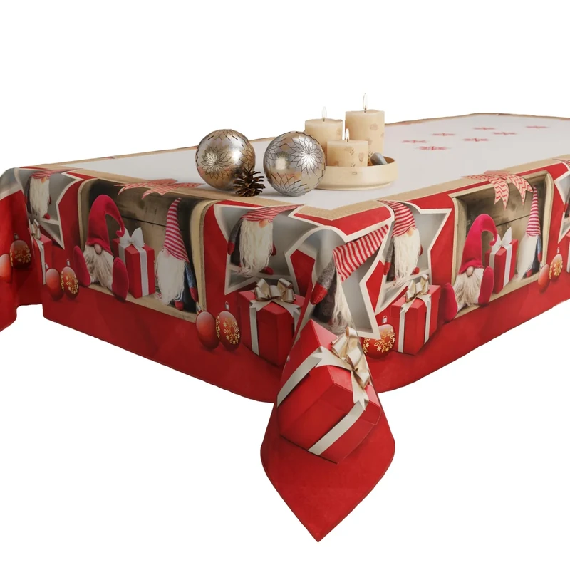 PETTI Artigiani Italiani Stain-Resistant Tablecloth Christmas – 140x450 cm Rectangular Festive Table Cover for Kitchen or Dining Table, Elf Design – 24 Seats, 100% Made in Italy