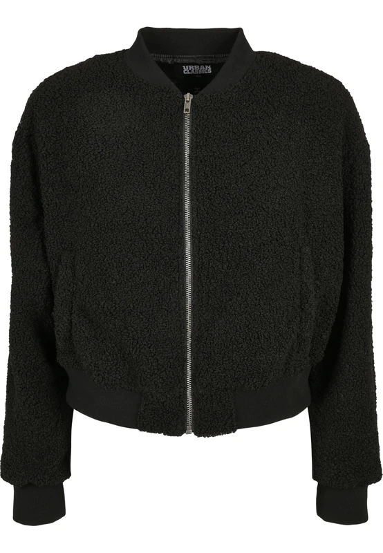 Urban Classics Women's Ladies Oversized Sherpa Bomber Jacket Jacket, Black, 5XL
