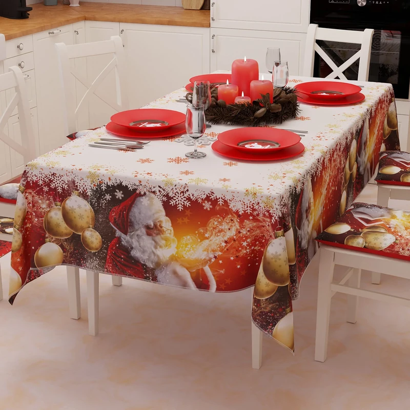PETTI Artigiani Italiani - Table Cloth, Christmas Stain Resistant Table Cloth, Christmas Kitchen Table Cover Design Santa Claus X24 Seats (140 x 450 cm) 100% Made in Italy