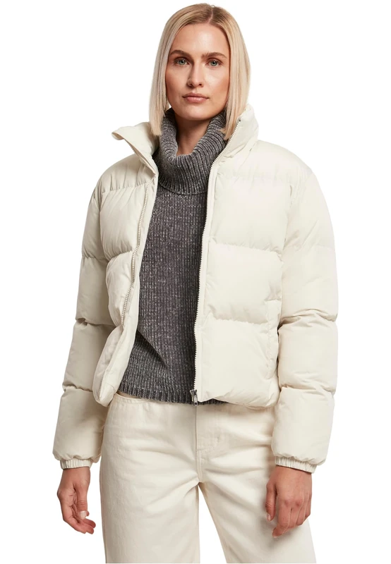 Urban Classics Women's Ladies Short Peached Puffer Jacket, whitesand, 5XL