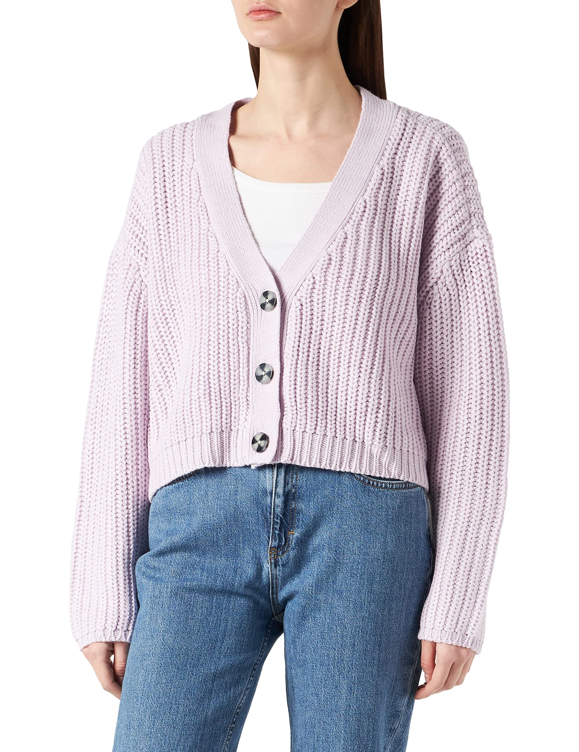 Urban Classics Women's Ladies Oversized Cardigan Sweater, Softlilac, 3XL