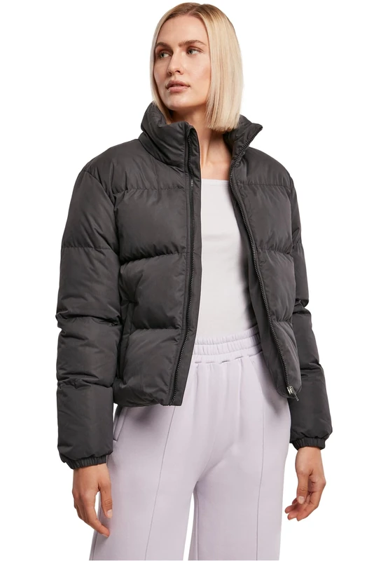 Urban Classics Women's Ladies Short Peached Puffer Jacket, Black, M