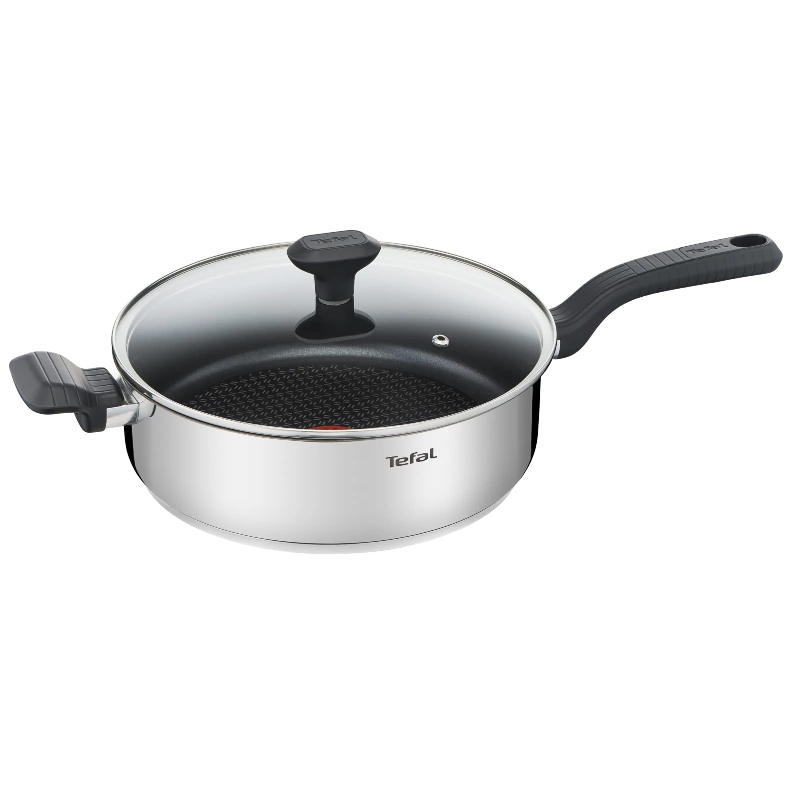 Tefal Comfort Max Frying Pan 26cm + Glass Lid Stainless Steel, Thermo-Spot Indicator, Non-Stick Coating, Induction Compatible G7263344