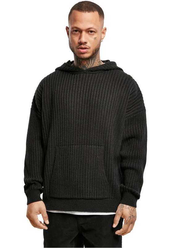 Urban Classics Men's Knitted Hoody Hooded Sweatshirt, Black, 4XL - Image 1