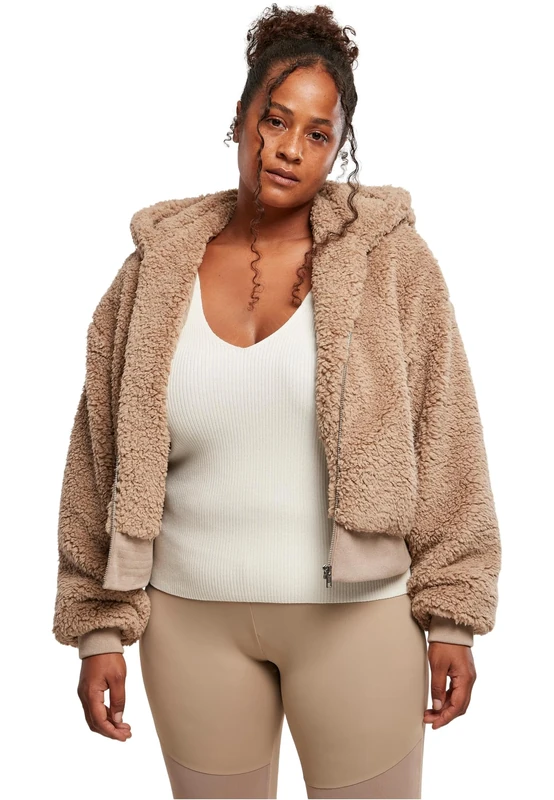 Urban Classics Women's Ladies Short Oversized Sherpa Jacket, softtaupe, 3XL