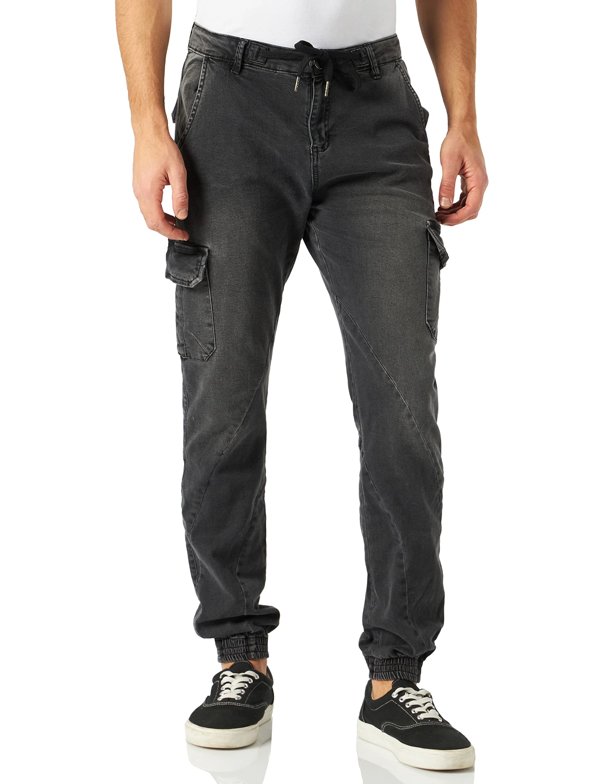 Urban Classics Men's Denim Cargo Jogging Pants, Real Black Washed, 5XL