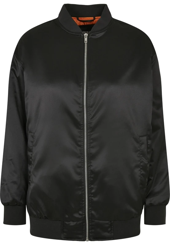 Urban Classics Women's Ladies Oversized Satin Bomber Jacket Jacket, Black, 5XL