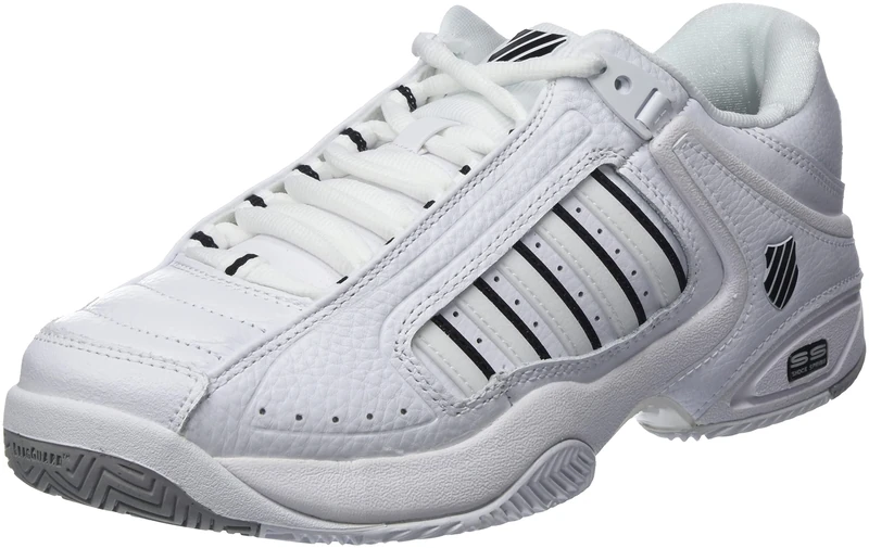 K-Swiss Performance Men's Defier RS Tennis Shoe, White/White/Black, 8.5 UK
