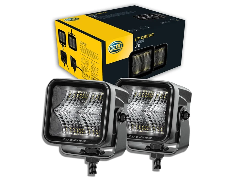 HELLA 1FA 358 176-801 LED-Spotlight - Black Magic Cube Kit 2.7" - 12/24V - mounting - Short distance lighting - Cable: 500mm - Plug: DEUTSCH plug - Kit - Quantity: 2