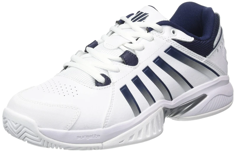 K-Swiss Performance Men's Receiver V Tennis Shoe, White/Peacoat/Silver, 9 UK