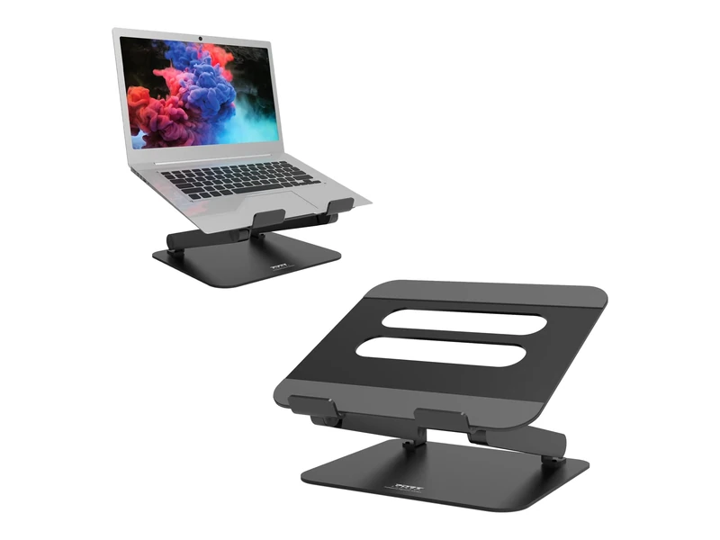 Port Europe Ergonomic Adjustable Laptop Stand for 10 to 15.6 Inch Laptop - Ultra Durable and Non-Slip - Black