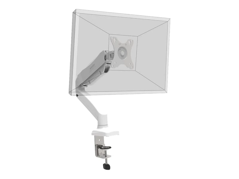 Port Connect Desk Mount with Display Arm for One Screen, White
