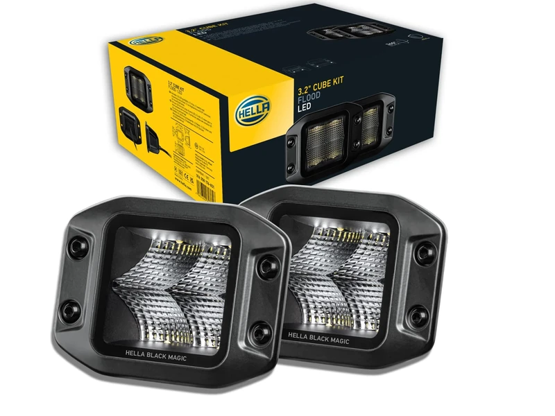 HELLA 1FA 358 176-831 LED-Spotlight - Black Magic Cube Kit 3.2" - 12/24V - Fitting - Short distance lighting - Cable: 500mm - Plug: DEUTSCH plug - Kit - Quantity: 2