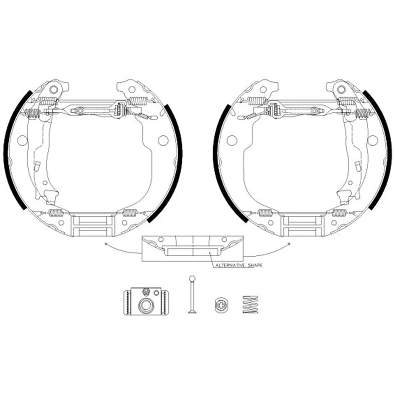 HELLA 8DB 355 038-131 Brake Shoe Set - R1384 - Brake System: Bosch - for e.g. CITROEN/PEUGEOT - Image 1