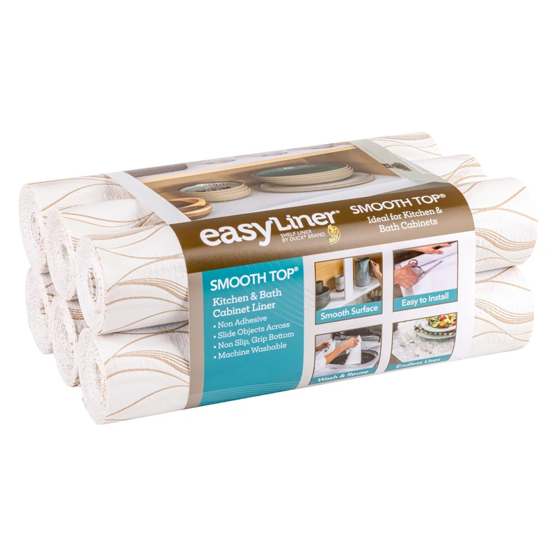 Smooth Top EasyLiner for Cabinets & Drawers - Easy to Install & Cut to Fit - Shelf Paper & Drawer Liner Non Adhesive - Non Slip Shelf Liner - 20in. x 6ft. - 6 Roll Project Pack - Taupe Svelte - Image 1
