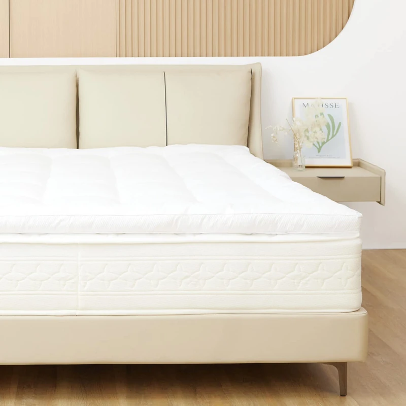 Sweetnight Double Mattress Topper, 2 Inch Quilted Fluffy Mattress Protector with Elasticized Corner Straps, Quality Mattress Pad Topper, Breathable Microfiber Mattress Cover (135 x 190 x 6 cm), White - Image 1