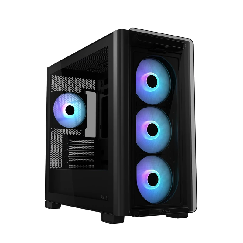 Asus A23 PLUS ARGB Gaming Case w/Glass Side and Front, Micro ATX, 4x ARGB Fans, 380mm GPU & 360mm Radiator Support, USB-C, Asus BTF Compatible, Black