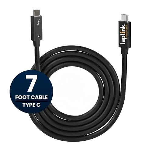 LAPLINK - Thunderbolt 4 Cable for Ultra High Speed Data Transfer - Transfer Cable for PCmover Software (not Included), Compatible with Thunderbolt 3 and Thunderbolt 4 Ports - 2.6 ft