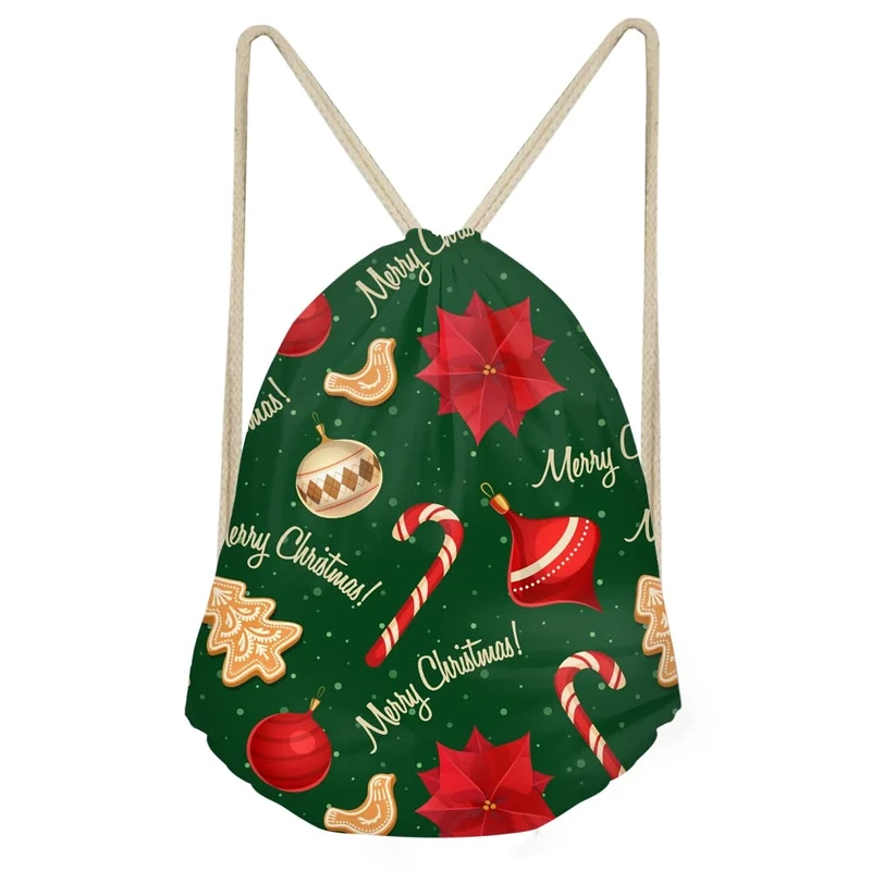 Jeiento Christmas Drawstring Backpack Gympack String Sack for Women Girl Waterproof Polyester Cinch Bag For Beach Shopping Gym